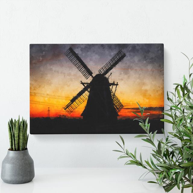 Windmill At Sunset Vol.1 - Wrapped Canvas Painting East Urban Home Size: 35cm H x 50cm W x 3cm D on Productcaster.