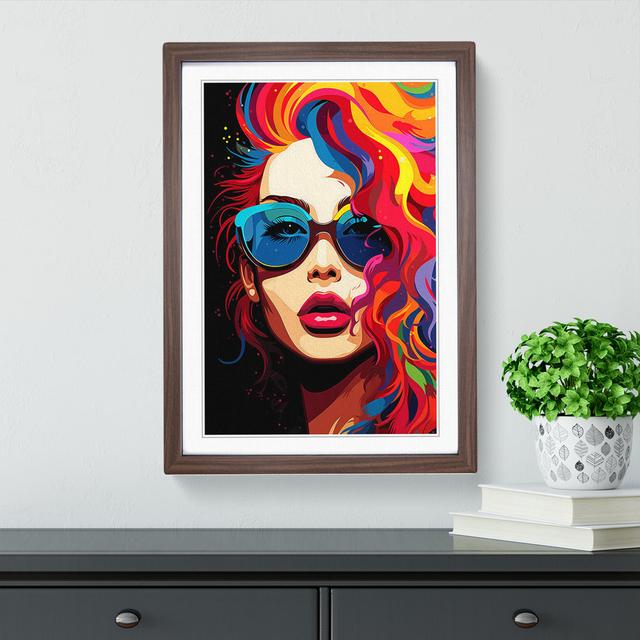 XYZ-FRM-V1223-5402 Rainbow Pop No.2 - Single Picture Frame Print on Wood Big Box Art Frame Colour: Walnut, Size: 64cm H x 46cm W x 2cm D on Productcaster.