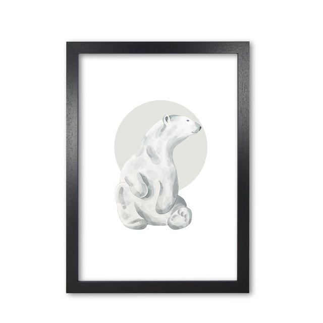 Watercolour Polar Bear With Grey Circle - Painting East Urban Home Format: Black Grain Frame, Size: 60 cm H x 42 cm W x 5 cm D on Productcaster.