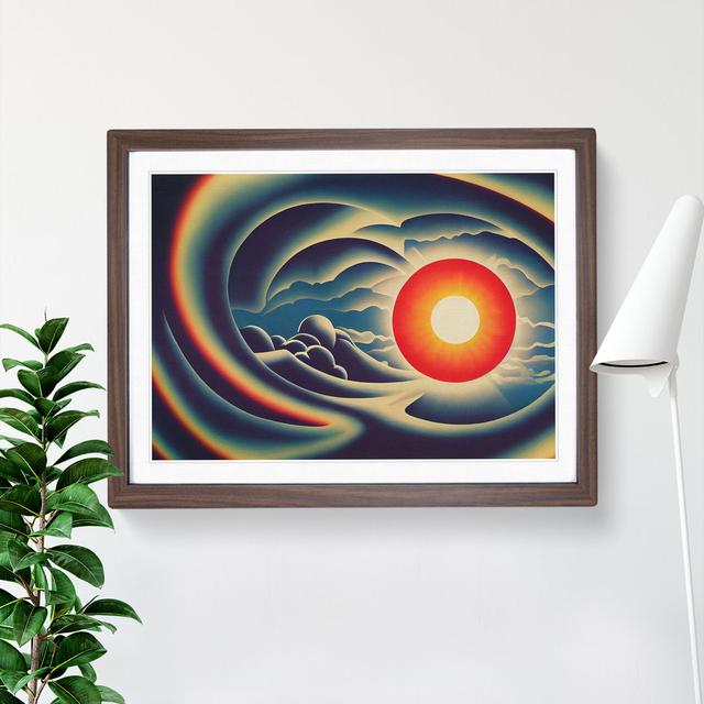 Abstract Sunset Sun Vol.2 - Single Picture Frame Print 17 Stories Size: 25cm H x 34cm W x 2cm D, Frame Colour: Walnut on Productcaster.