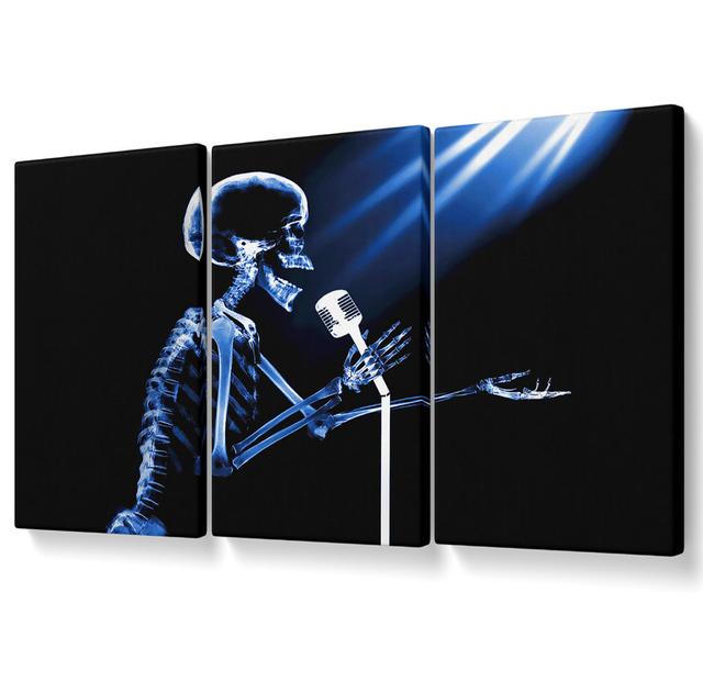 Skeleton Singer Canvas 3 Panel Set Maturi Size: 50.8cm H x 106.6cm W on Productcaster.