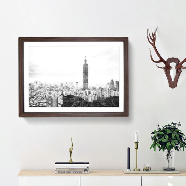 Taipei City Skyline in Taiwan - Picture Frame Painting Print East Urban Home Frame Option: Walnut Framed, Size: 45cm H x 63cm W x 2cm D on Productcaster.