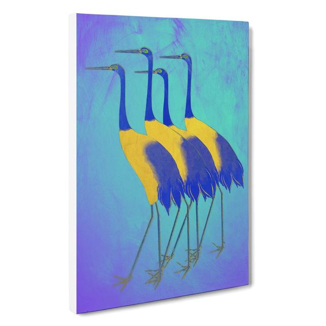 Golden Cranes - Wrapped Canvas Graphic Art East Urban Home Size: 50cm H x 35cm W x 3cm D on Productcaster.