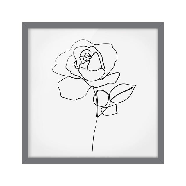 Line Art Rose - Picture Frame Graphic Art ClassicLiving Size: 50cm H x 50cm W x 2cm D, Matte Colour: No Matte, Format: Grey on Productcaster.