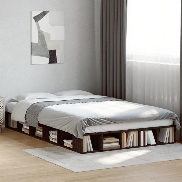 Vidaxl Bed Frame Engineered Wood 17 Stories Colour: Brown Oak, Size: 140 x 190cm on Productcaster.