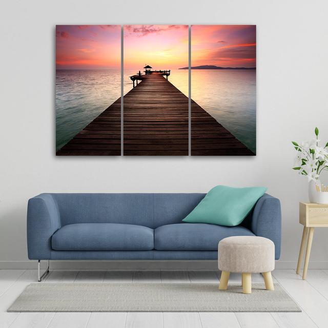 Canvas Print Footbridge Beach Sea Sunset Highland Dunes Size: 80cm H x 120cm W on Productcaster.