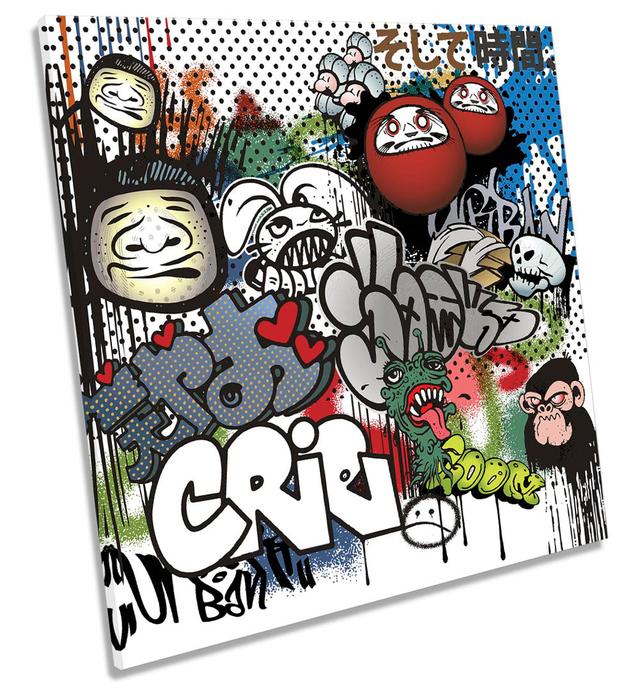 Modern Graffiti Tags - Wrapped Canvas Graphic Art Happy Larry Size: 91.4cm H x 91.4cm W x 4cm D on Productcaster.