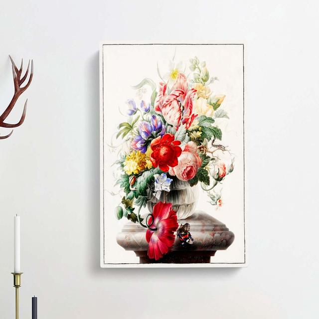 Butterfly and Flowers by Herman Henstenburgh - Wrapped Canvas Painting Print East Urban Home Size: 60cm H x 40cm W x 3cm D on Productcaster.