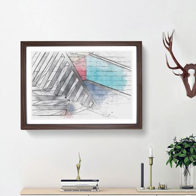 Painted Bricks in Abstract - Picture Frame Drawing Print East Urban Home Size: 48cm H x 65cm W x 2cm D, Frame Option: Walnut Framed on Productcaster.