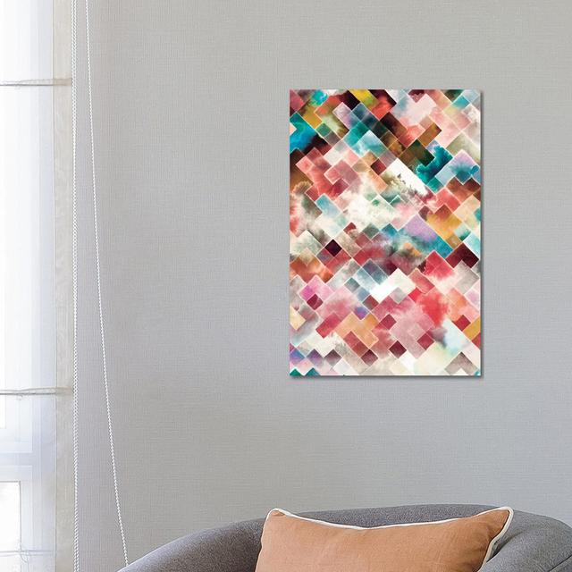 Moody Geometry Pink by Ninola Design - Wrapped Canvas Art Prints Metro Lane Size: 66.04cm H x 45.72cm W x 1.91cm D on Productcaster.