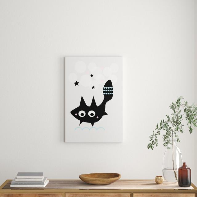 'Black Star Cat' by Katarina Snygg Graphic Art on Wrapped Canvas East Urban Home Size: 76cm H x 51cm W x 3.81cm D on Productcaster.