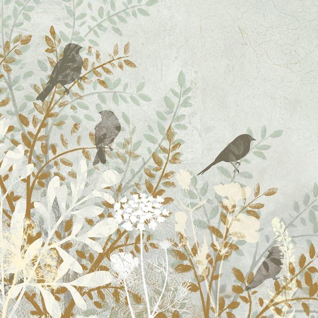 Sepia Foliage with Birds Light - Wrapped Canvas Painting Print Rosalind Wheeler Size: 51cm H x 51cm W x 3.8cm D on Productcaster.