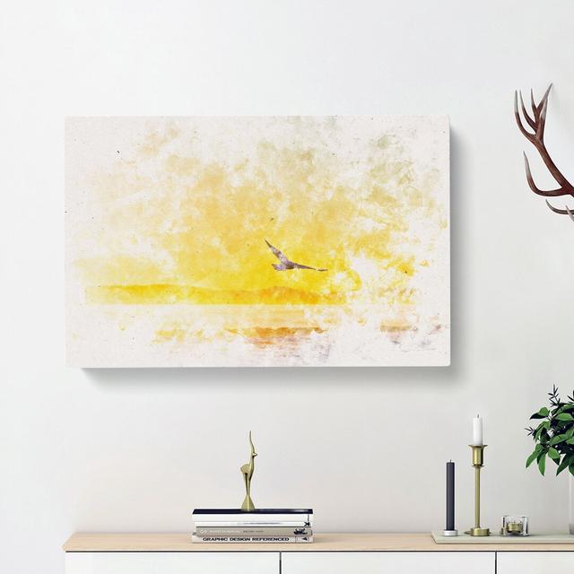 Seagull Flying over the Beach - Wrapped Canvas Graphic Art Print East Urban Home Size: 50cm H x 76cm W x 3cm D on Productcaster.