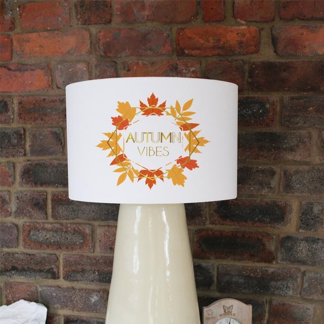 Autumn Vibes Cotton Drum Lamp Shade Ebern Designs Size: 22cm H x 25cm W x 25cm D on Productcaster.