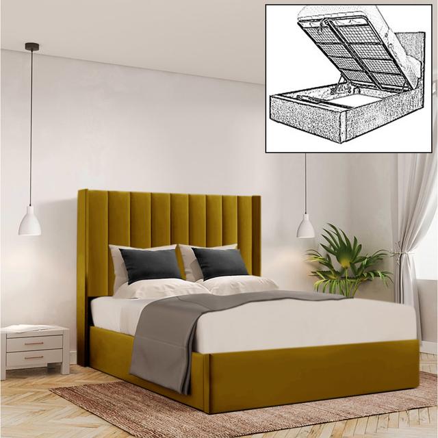 Ayrin Upholstered Storage Bed Canora Grey Colour: Turmeric, Size: Kingsize (5') on Productcaster.