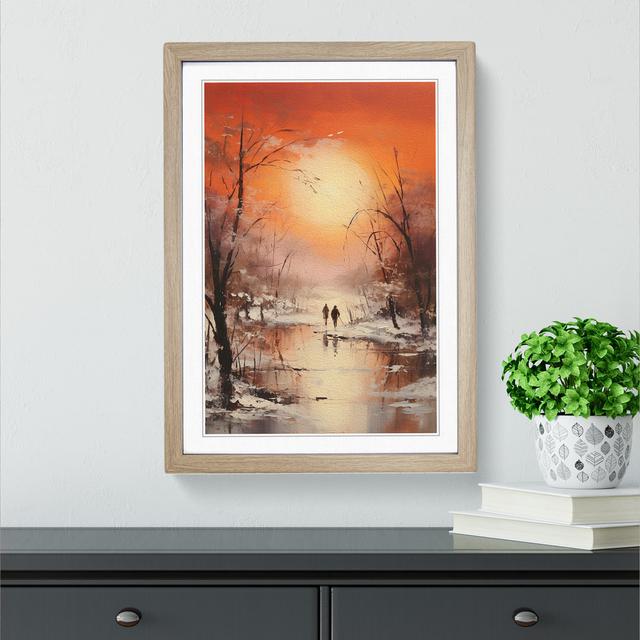 Winter Landscape Romanticism - Single Picture Frame Print on Wood Marlow Home Co. Frame Colour: Oak, Size: 34cm H x 25cm W x 2cm D on Productcaster.