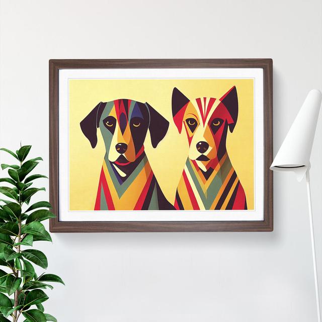 Art Deco Dogs Abstract - Picture Frame Graphic Art George Oliver Size: 46cm H x 64cm W , Frame Colour: Brown on Productcaster.