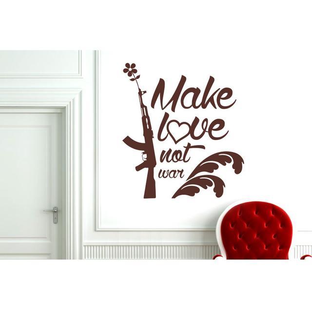 Make Love Not War Wall Sticker Happy Larry Colour: Brown, Size: Medium on Productcaster.