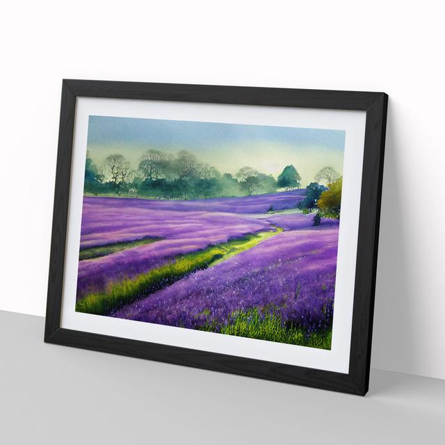 Bluebell Field Watercolour Vol.1 - Picture Frame Painting Marlow Home Co. Size: 34cm H x 46cm W x 2cm D, Frame Colour: Black Framed on Productcaster.