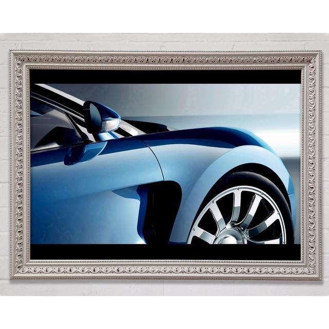 Bugatti Veyron Side Profile Blue Framed Print Ebern Designs Size: 100cm H x 141.4cm W on Productcaster.