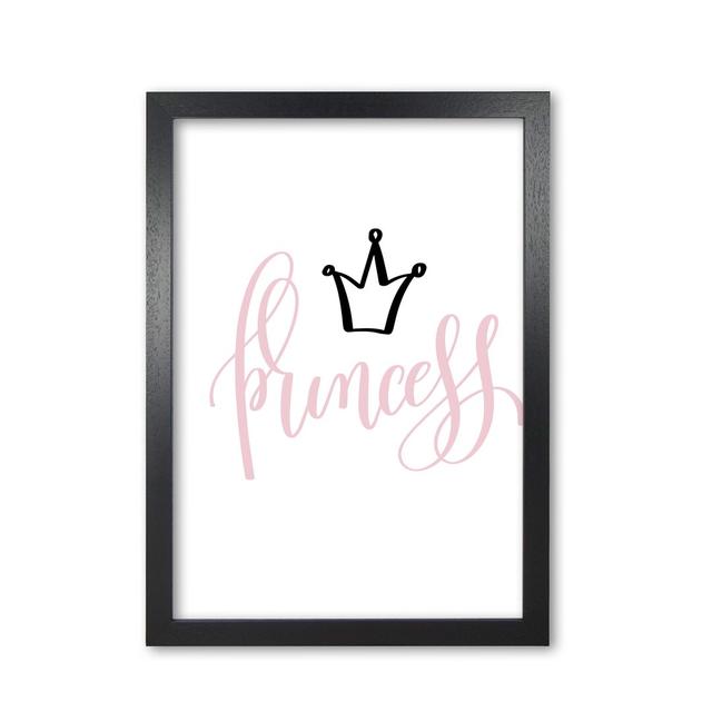 'Princess' Textual Art in Pink/Black East Urban Home Format: Black Grain Frame, Size: 30 cm H x 21 cm W x 5 cm D on Productcaster.