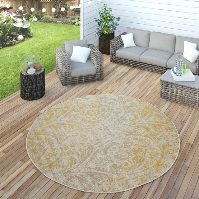 Resler Machine Woven Beige/Yellow Rug Latitude Vive Rug Size: Round 200cm on Productcaster.