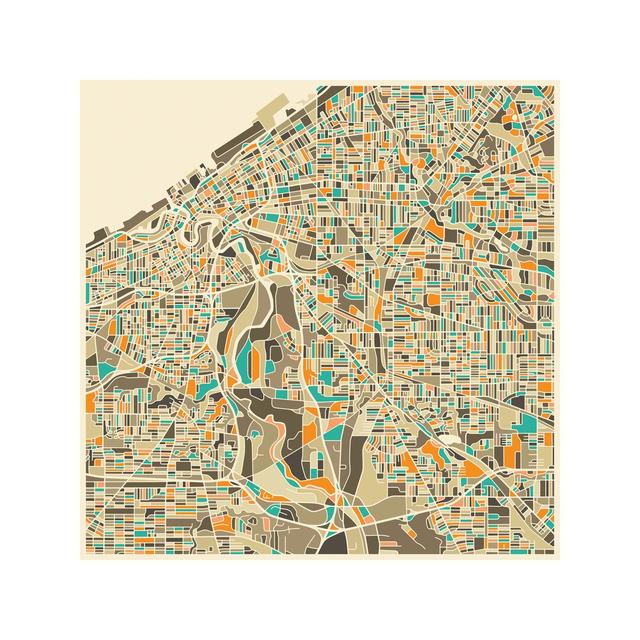 Abstract City Map Of Cleveland by Jazzberry Blue - No Frame Print on Canvas East Urban Home Size: 93.98cm H x 93.98cm W x 3.81cm D, Format: Black Fram on Productcaster.