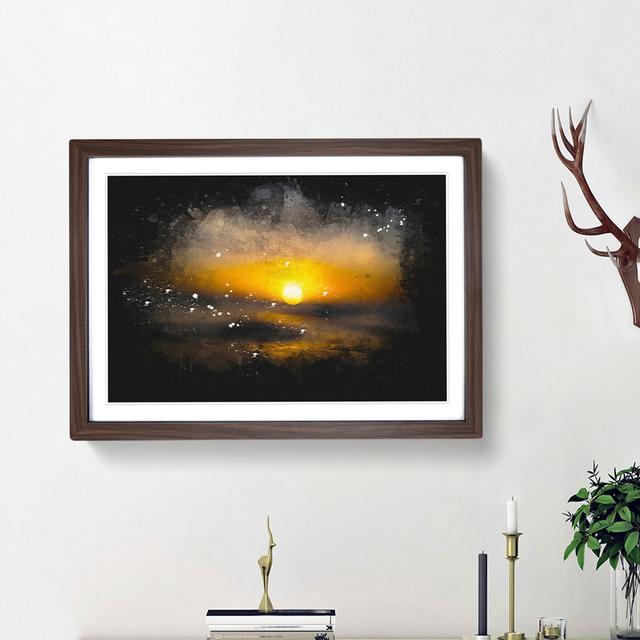 Sunset in Honolulu Hawaii - Picture Frame Painting Print East Urban Home Size: 62cm H x 87cm W x 2cm D, Frame Option: Walnut Framed on Productcaster.