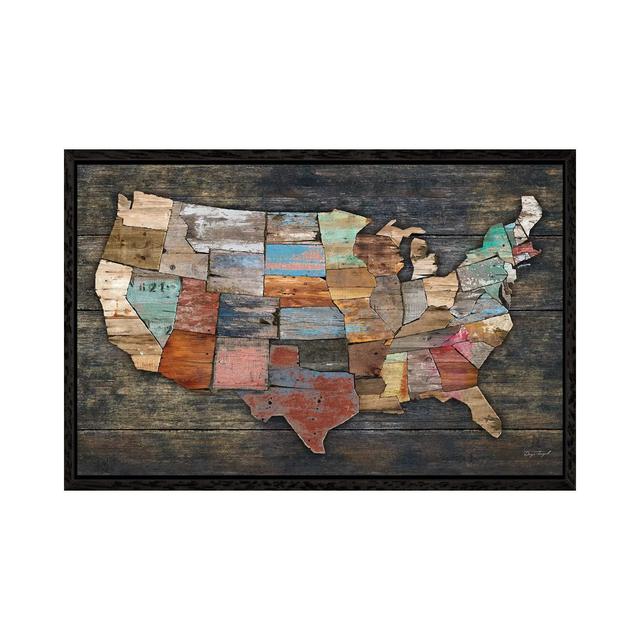 USA Map I by Diego Tirigall - Print on Canvas East Urban Home Size: 45.72cm H x 66.04cm W x 3.81cm D, Format: Black Floater Framed on Productcaster.