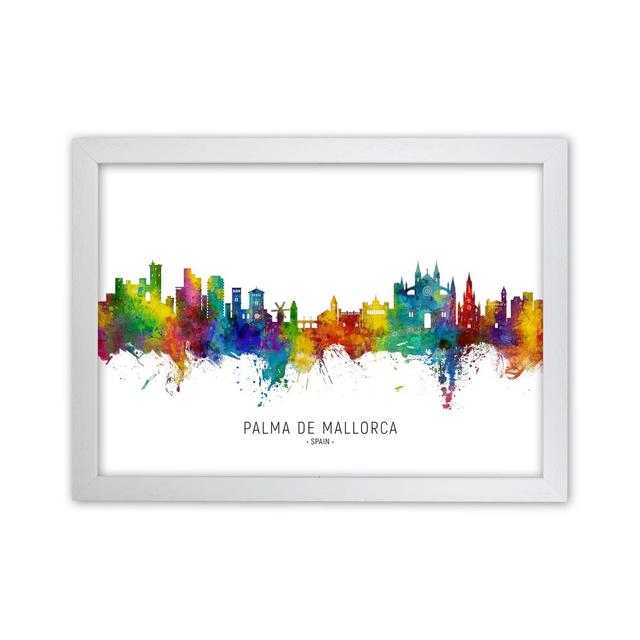 Palma De Mallorca Spain Skyline by Michael Tompsett - Print Ebern Designs Size: 46cm H x 63cm W x 3cm D, Format: White Framed on Productcaster.