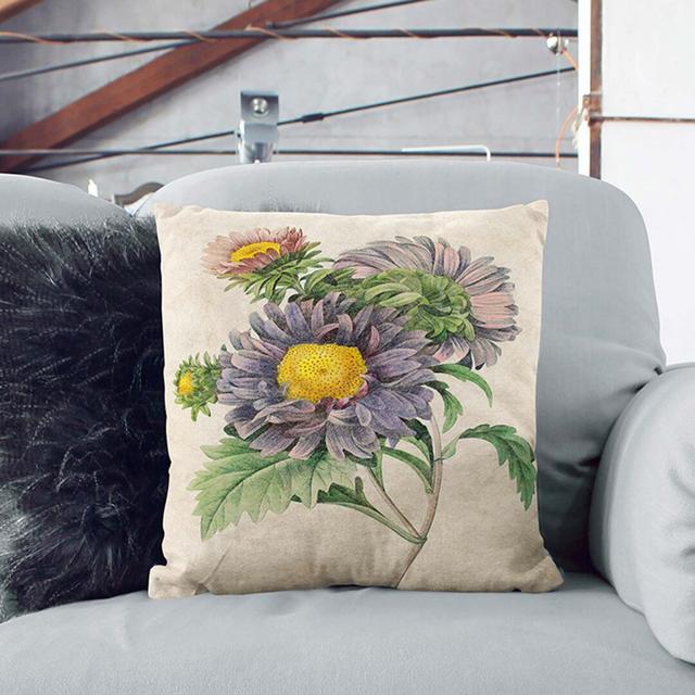 China Aster Flowers by Pierre-Joseph Redoute Cushion with Filling East Urban Home Size: 40cm H x 40cm W x 15cm D on Productcaster.