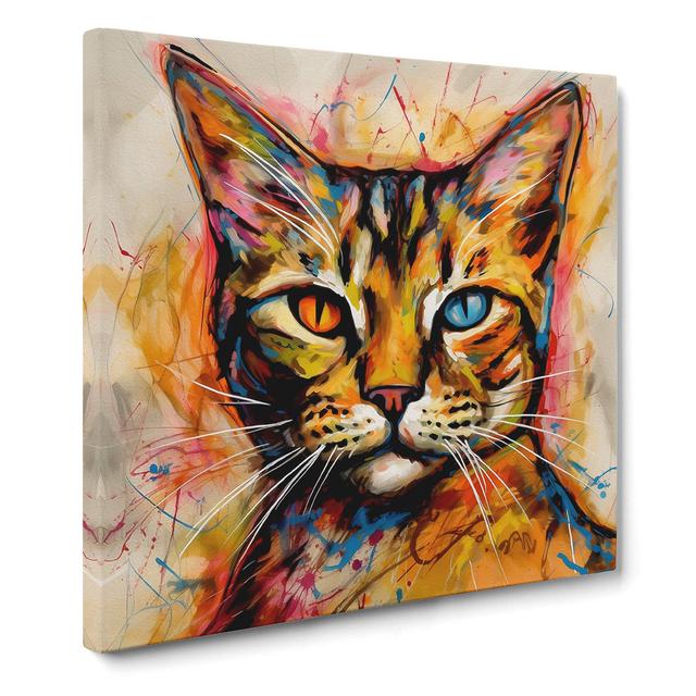 Ziggy Stardust Cat Gestural Art No.2 Marlow Home Co. Size: 50cm H x 50cm W x 3cm D on Productcaster.