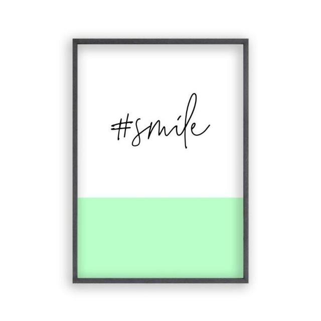 'Hashtag Smile' Textual Art Blim and Blum Format: Black Oak Frame, Size: 41 cm H x 31 cm W x 2.5 cm D on Productcaster.