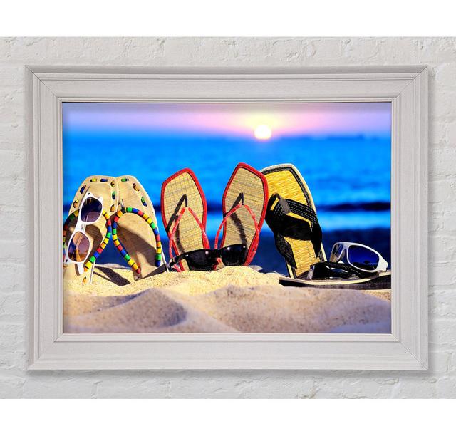 Friends Enjoying The Sun Framed Print Highland Dunes Format: White Framed Paper, Size: 29.7cm H x 42cm W x 8cm D on Productcaster.