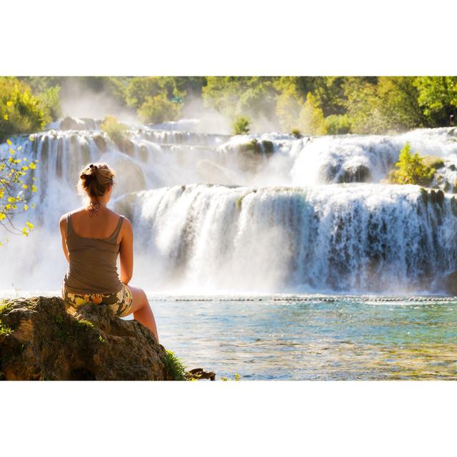 Looking at the Cascade by Dennisvdw - Wrapped Canvas Photograph Ebern Designs Size: 81cm H x 122cm W x 3.8cm D on Productcaster.