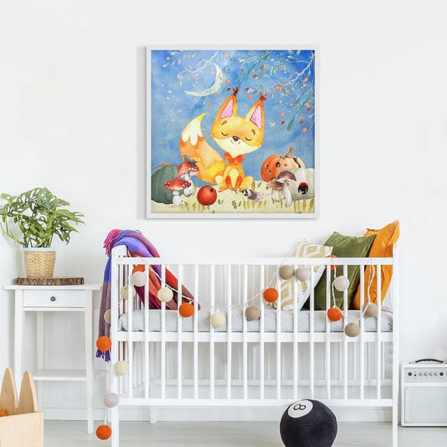 Fox in Autumn - Picture Frame Graphic Art Zoomie Kids Frame Option: White, Size: 30cm H x 30cm W x 2cm D on Productcaster.