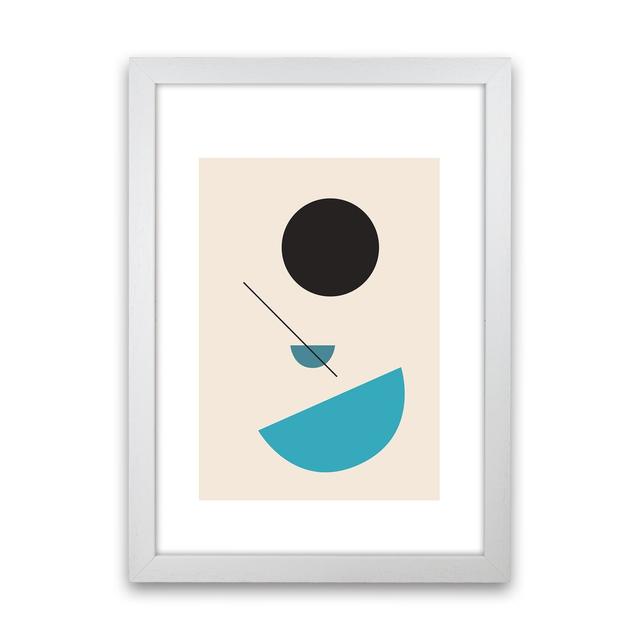 Mita Teal Abstract Shapes N2 by Pixy Paper - Graphic Art Corrigan Studio Format: White Framed, Size: 42cm H x 29.7cm W x 3cm D on Productcaster.