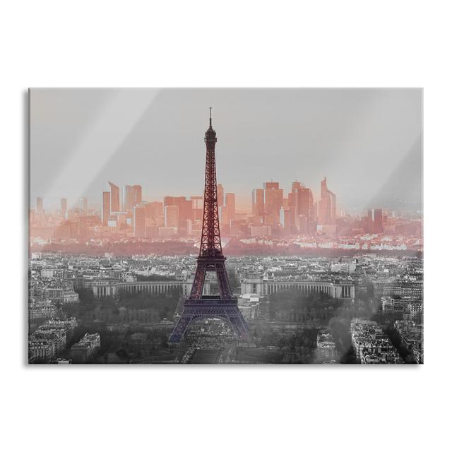 Panorama Eiffel Tower at Sunset - Unframed Photograph on Glass Brayden Studio Size: 70cm H x 100cm W x 0.4cm D on Productcaster.