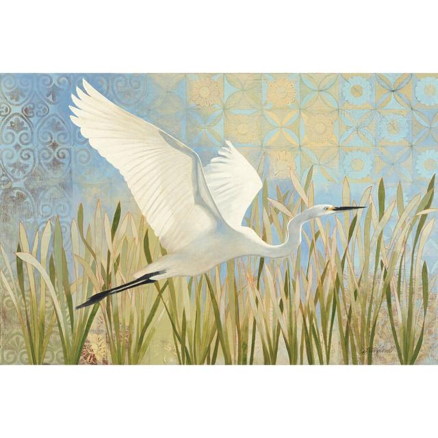 Snowy Egret in Flight by Kathrine Lovell - Wrapped Canvas Painting House of Hampton Size: 30cm H x 46cm W on Productcaster.