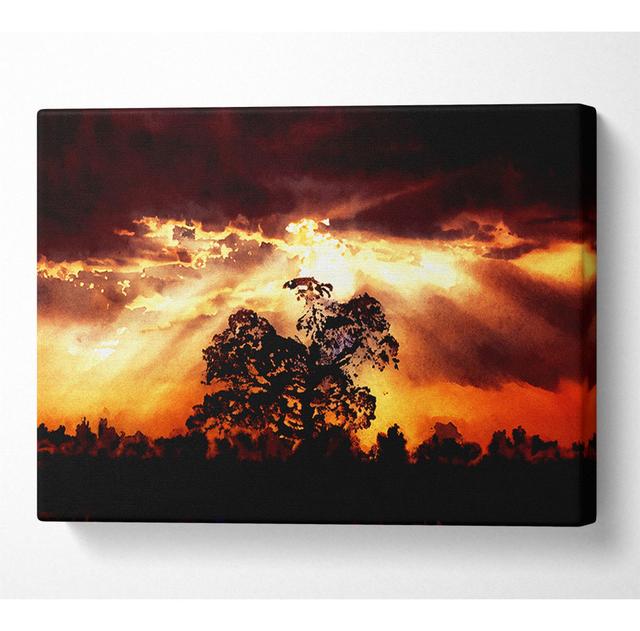 Stunning Cloud Sunrays Over The Morning Tree - Wrapped Canvas Art Prints ClassicLiving Size: 81cm H x 121.9cm W x 10cm D on Productcaster.