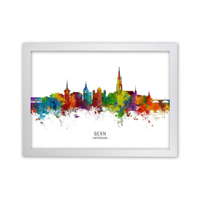 Bern Switzerland Skyline by Michael Tompsett - Graphic Art Latitude Run Format: White Framed, Size: 46cm H x 63cm W x 3cm D on Productcaster.