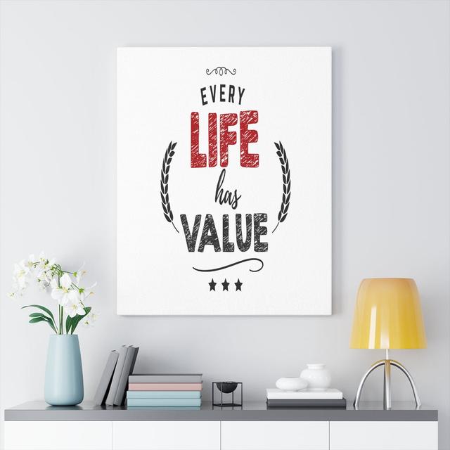 Every Life Has Value - Wrapped Canvas Print Blue Elephant on Productcaster.