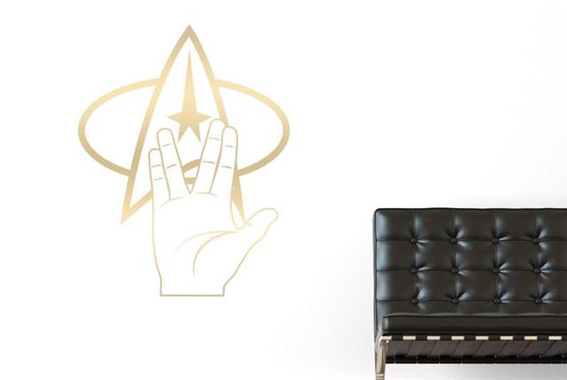 Star Trek Logo and Hand Wall Sticker East Urban Home Size: Large, Colour: Shiny Gold on Productcaster.