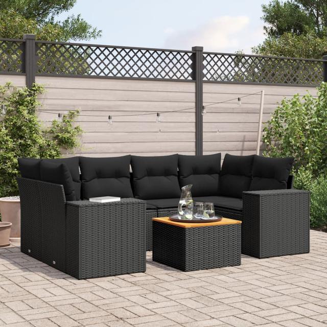 83 cm breites Outdoor-Sitzgruppen-Set Rao mit Kissen 17 Stories Rahmenfarbe: Schwarz, Farbe des Kissens: Schwarz on Productcaster.