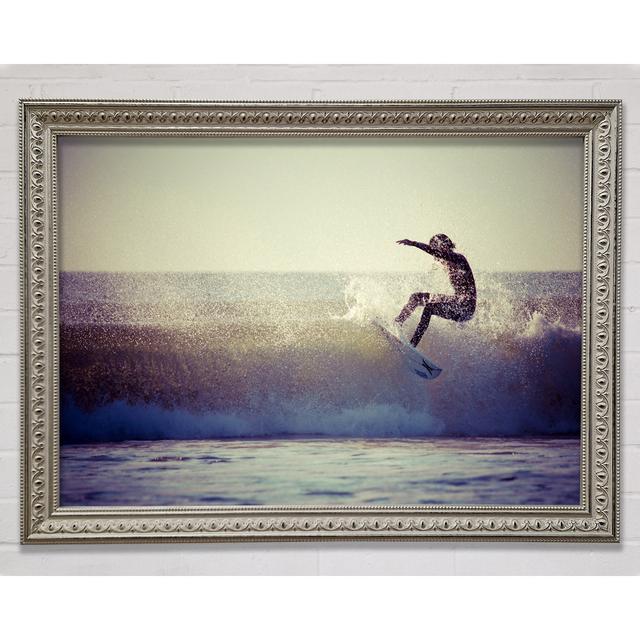 Surfing The Waves Framed Print Highland Dunes Format: Silver Framed Paper, Size: 84.1cm H x 118.9cm W x 3cm D on Productcaster.