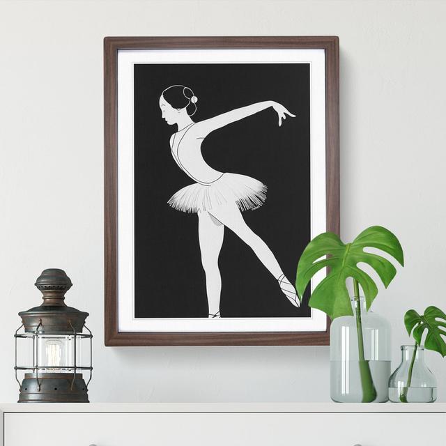 Monochrome Ballerina No.4 - Wrapped Canvas Graphic Art Rosdorf Park Size: 46cm H x 34cm W x 2cm D, Format: Walnut Framed on Productcaster.