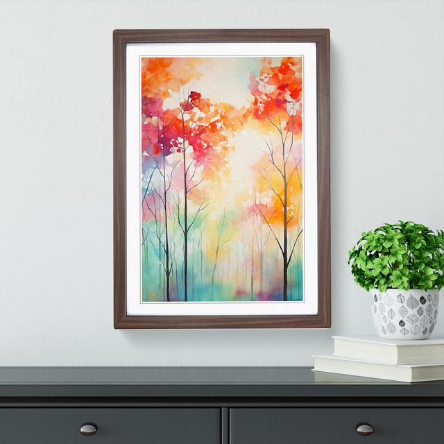 Spring Forest Modern No.3 - Single Picture Frame Print on Wood Alpen Home Size: 34cm H x 25cm W x 2cm D, Frame Colour: Walnut on Productcaster.