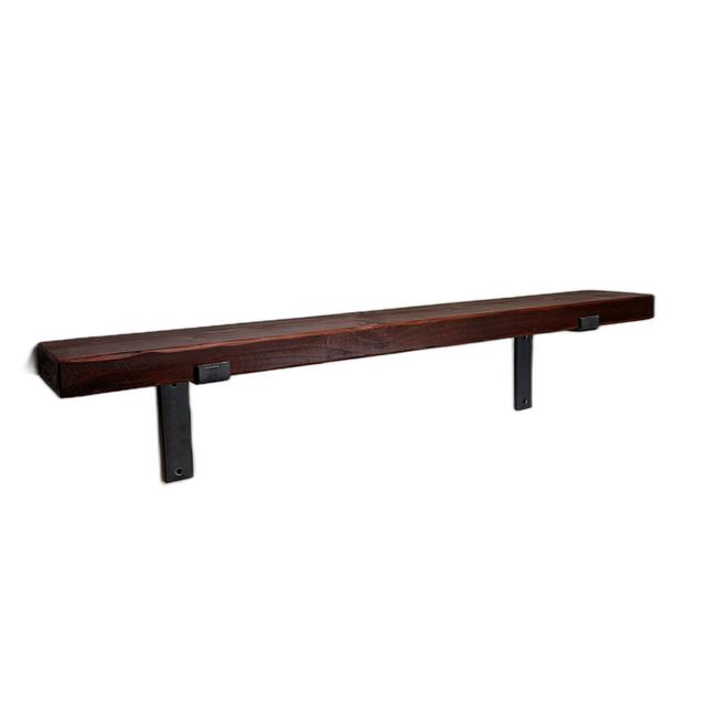 Handmade Wooden Shelf With Steel Brackets Bent Up 140Mm 6" Teak Union Rustic Size: 24cm H x 90cm W x 22cm D on Productcaster.