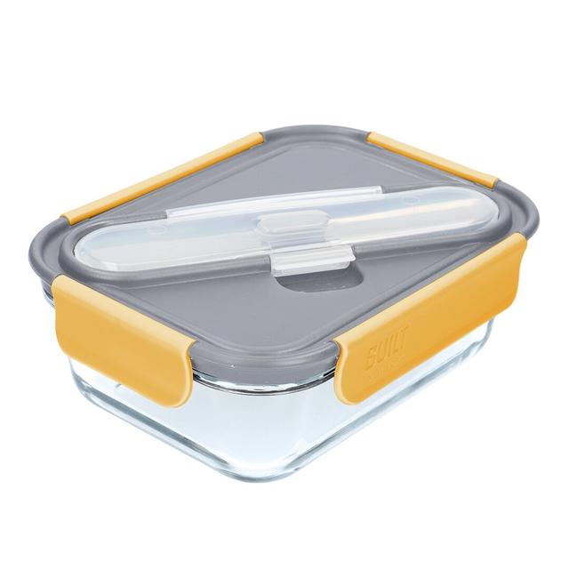 0.9L Lunch Bento Boxes with Cutlery Built Colour: Grey/Yellow on Productcaster.