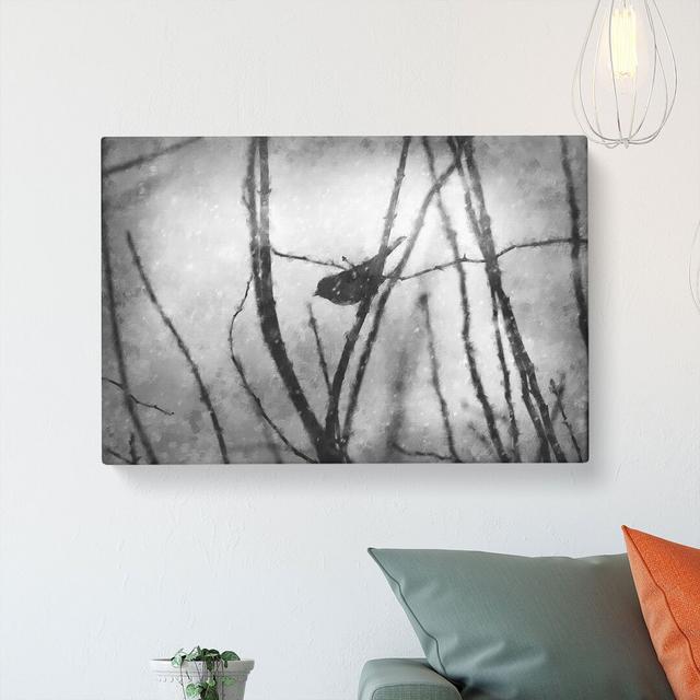 Bird On A Branch Painting - Wrapped Canvas Graphic Art East Urban Home Size: 60cm H x 91cm W x 3cm D on Productcaster.